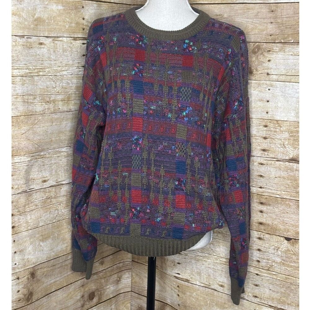 Expression Worldwide Vintage Eclectic Slouchy Cabincore Granpacore Knit Sweater